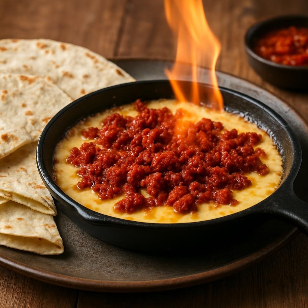 Appetizer: Mexico – Coahuila (Northern Mexico) – Queso Flameado (Flamed Cheese) recipe