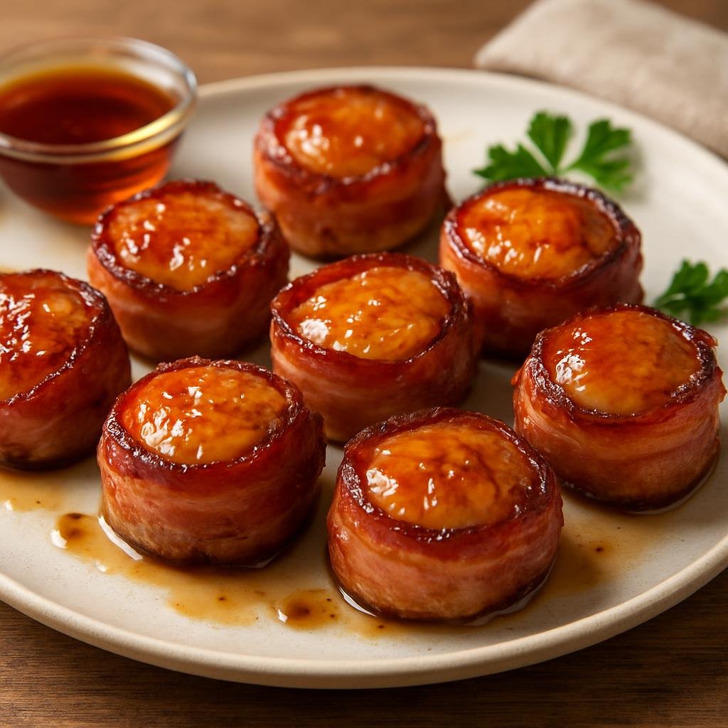 Appetizer: Canada – Ontario – Maple Glazed Bacon-Wrapped Scallops recipe