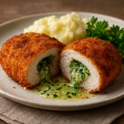 Entree: Ukraine – Kyiv – Котлета по-київськи ➤ Kotleta po-kyivsky (Chicken Kiev (garlic-herb butter–filled chicken)) recipe