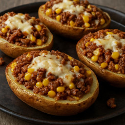 Entree: United States – Twice-Baked Potatoes with Beef and Corn recipe