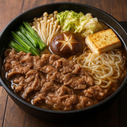 Entree: Japan – すき焼き ➤ Sukiyaki (Japanese hot-pot style simmered beef and vegetables) recipe