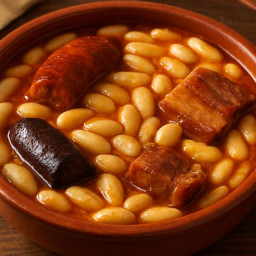 Entree: Spain – Asturias – Fabada Asturiana (Asturian bean and pork stew) recipe