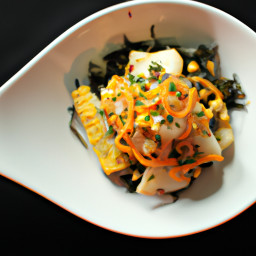 Salad: Mexico – Ensalada de Jícama y Naranja con Maíz Tostado y Vinagreta de Chile y Lima (Jicama and Orange Slaw with Charred Corn and Chili-Lime Dressing) recipe