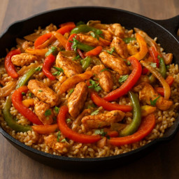 Entree: United States – Texas – Chicken Fajita Brown Rice Skillet recipe