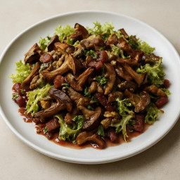Salad: United States – Warm Wild Mushroom and Frisée Salad with Red Wine Vinaigrette