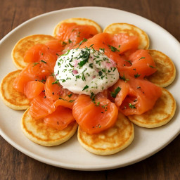 Appetizer: Russia – Блины с лососем ➤ Bliny s lososem (blini with salmon) recipe