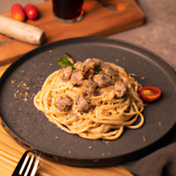 Spaghetti Con Salsiccia E Funghi (Spaghetti with Sausage and Mushrooms) recipe