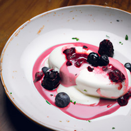 Dessert: Italy – Panna Cotta Con Yogurt Greco E Salsa Di Mirtilli (Raspberry-Blackberry Greek Yogurt Panna Cotta with Elderberry Sauce) recipe
