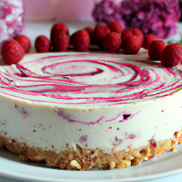 Dessert: United States – Raspberry-Elderberry Swirled Greek Yogurt Cheesecake recipe