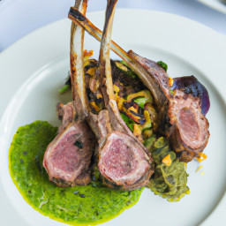 Entrée: United States – Grilled Lamb Rib Chops with Mint Pesto recipe