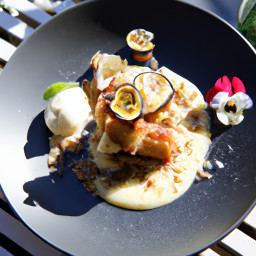 Dessert: United States – Bananas Foster with Toasted Shredded Coconut and Passion Fruit Sauce recipe