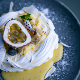 Dessert: Australia – Pavlova with Passion Fruit, Banana & Shredded Coconut recipe
