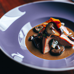 Entrée: France – Poulet Braisé aux Oignons Rouges et Champignons de Paris (Braised Chicken with Red Onion and Button Mushrooms) recipe