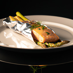 Entrée: France – Saumon en Papillote à l'Asperge (Salmon Baked in Parchment with Asparagus) recipe