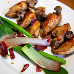 Entrée: United States – Garlic-Roasted Chicken Wings with Red Onion and Mushrooms recipe