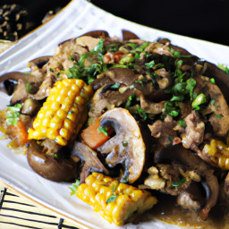Entrée: United States – Turkey, Shiitake, and Sweet Corn Stir-Fry recipe
