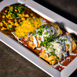 Entrée: Mexico – Enchiladas de Pavo con Champiñones y Elote (Turkey, Shiitake, and Sweet Corn Enchiladas) recipe