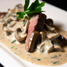Entrée: United States – Steak Diane with Cremini Mushrooms recipe