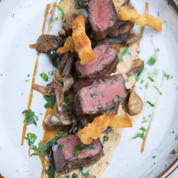 Entrée: United States – Skirt Steak with Cremini Mushroom Pan Sauce recipe