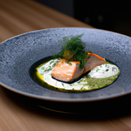 Entrée: United States – Poached Salmon with Dill Sauce recipe