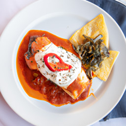 Entrée: Mexico – Enchiladas de Pollo en Salsa de Chile Ancho (Chicken Enchiladas in Ancho Chile Sauce) recipe