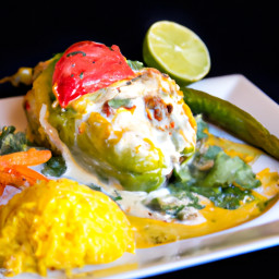 Entrée: Mexico – Chiles en Nogada (Stuffed Poblano Peppers) recipe