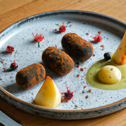 Appetizer: United Kingdom – Black Pudding Croquettes with Apple Purée recipe