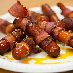 Appetizer: United States – Maple-Dijon Bacon-Wrapped Little Smokies recipe