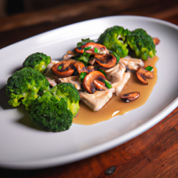 Entrée: Spain – Pollo al Ajillo con Champiñones y Brócoli (Garlic Chicken with Mushrooms and Broccoli) recipe