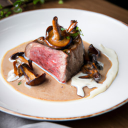 Entrée: United States – Venison Steak with Mushroom and Red Wine Sauce
