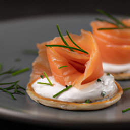 Appetizer: Russia – Блины с копченым лососем и крем-фреш ▶ Bliny s kopchenym lososem i krem-fresh (Blinis with Smoked Salmon and Crème Fraîche) recipe