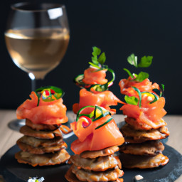 Appetizer: Russia – Блины с копченым лососем ▶ Bliny s kopchenym lososem (Blini with Smoked Salmon) recipe