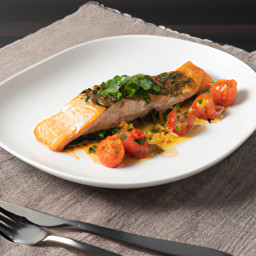Entrée: United States – Classic Oven-Baked Salmon with Tomato and Parsley recipe