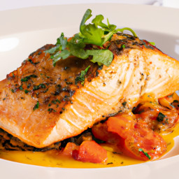 Entrée: United States – Baked Salmon with Tomato-Parsley Relish recipe