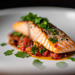 Entrée: United States – Pan-Seared Salmon with Tomato and Parsley Salsa recipe