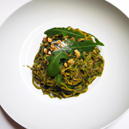 Spaghetti al Pesto di Rucola e Noci (Spaghetti with Arugula-Walnut Pesto) recipe