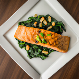 Entrée: United States – Pan-Seared Salmon with Garlic Spinach recipe
