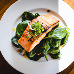 Entrée: United States – Grilled Salmon with Warm Spinach Salad and Olive Oil Vinaigrette recipe