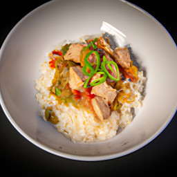 Entrée: China – 金枪鱼和蔬菜炒饭 ▶ Jīnqiāngyú hé shūcài chǎofàn (Tuna and Vegetable Stir-Fry) recipe