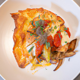 Entrée: Italy – Frittata di Pomodoro e Funghi Ostrica (Tomato and Oyster Mushroom Frittata) recipe