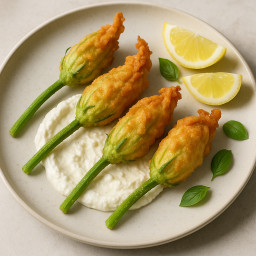 Appetizer: Italy – Fiori di zucca fritti ripieni di ricotta al limone