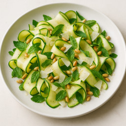 Salad: Italy – Insalata di zucchine a nastro con menta e pinoli tostati (Shaved Zucchini Salad with Mint and Toasted Pine Nuts)