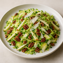 Salad: United States – Shaved Brussels Sprout Slaw with Apple, Pecans and Pecorino