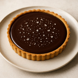 Dessert: France – Tarte ganache au chocolat noir et sel de mer (Dark Chocolate Ganache Tart with Sea Salt)
