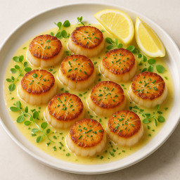 Appetizer: United States – Pacific Northwest – Seared Diver Scallops with Lemon-Butter Emulsion