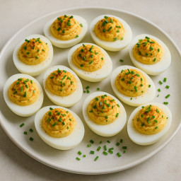 Appetizer: United States – Deviled Eggs with Smoked Paprika and Chives