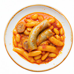 Entree: Greece – Λουκάνικο με γίγαντες ➤ Loukaniko me gigantes (Spicy lamb sausage stewed with giant butter beans in tomato sauce) recipe