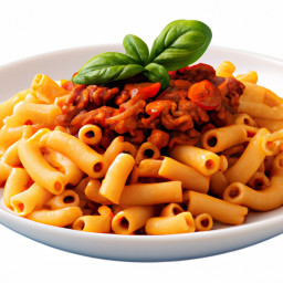 Entree: Italy – Emilia-Romagna – Bucatelli al Pomodoro e Ragù (Marinara-Bolognese) (Bucatelli with tomato sauce and Bolognese ragù) recipe