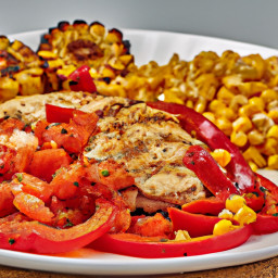 Entree: United States – Southern United States – Grilled Chicken with Corn and Red Bell Pepper recipe