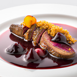 Entrée: France – Southwest France – Magret de Canard aux Groseilles et Jus au Vin Rouge (Roast Duck Breast with Gooseberry and Red Wine Jus) recipe